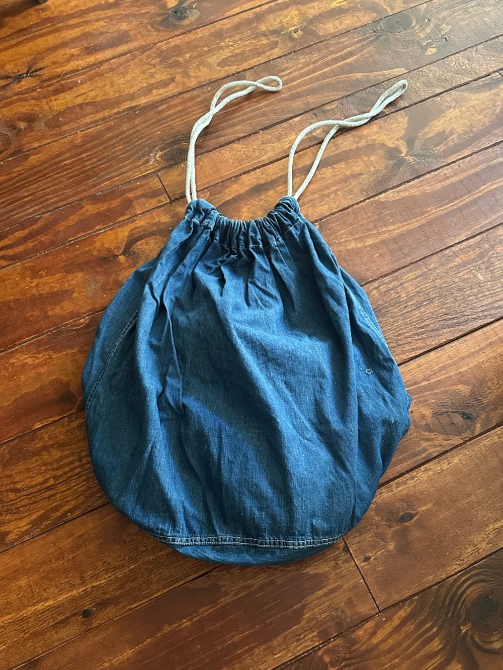 Vintage WW11 US Navy Denim Duffle Bag: 1940s Cotton Laundry Drawstring BAG